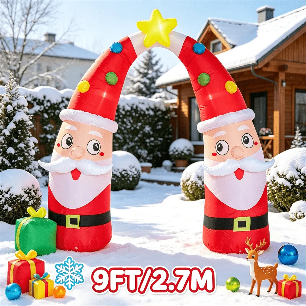 Christmas Lights Outdoor - 9FT/2.7M Christmas Inflatable Archway with LED