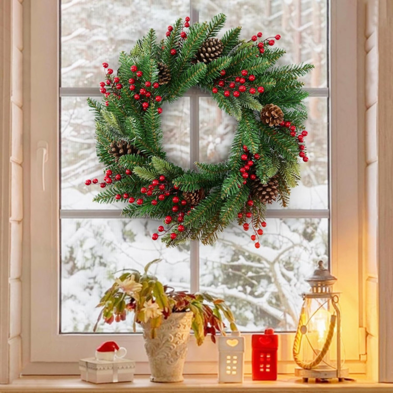 50cm Artificial Christmas Wrea - đánh giá và giá Christmas Wreath Fake