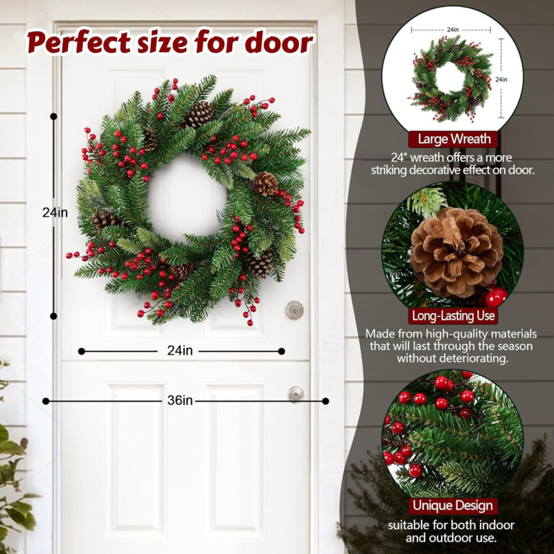 50cm Artificial Christmas Wrea - đánh giá và giá Christmas Wreath Fake