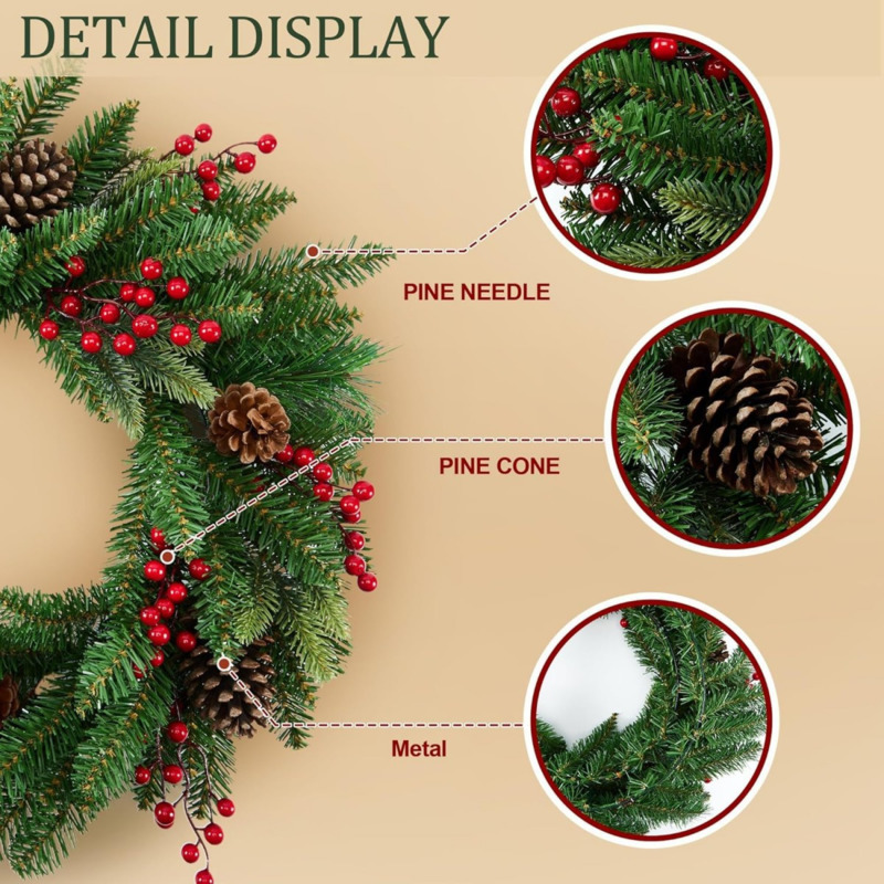50cm Artificial Christmas Wrea - đánh giá và giá Christmas Wreath Fake