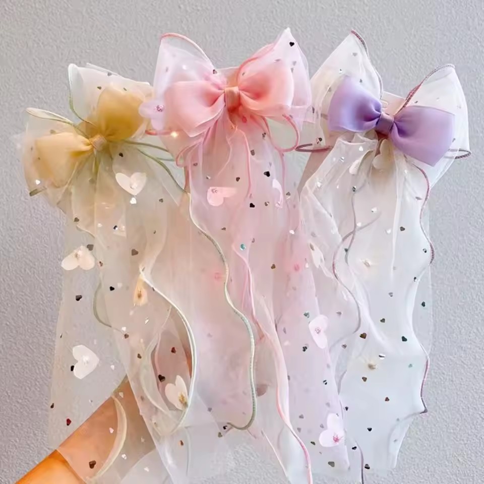 Korean Fairy Mesh Bow Hair Cli - đánh giá và giá Ribbon Bow Gift