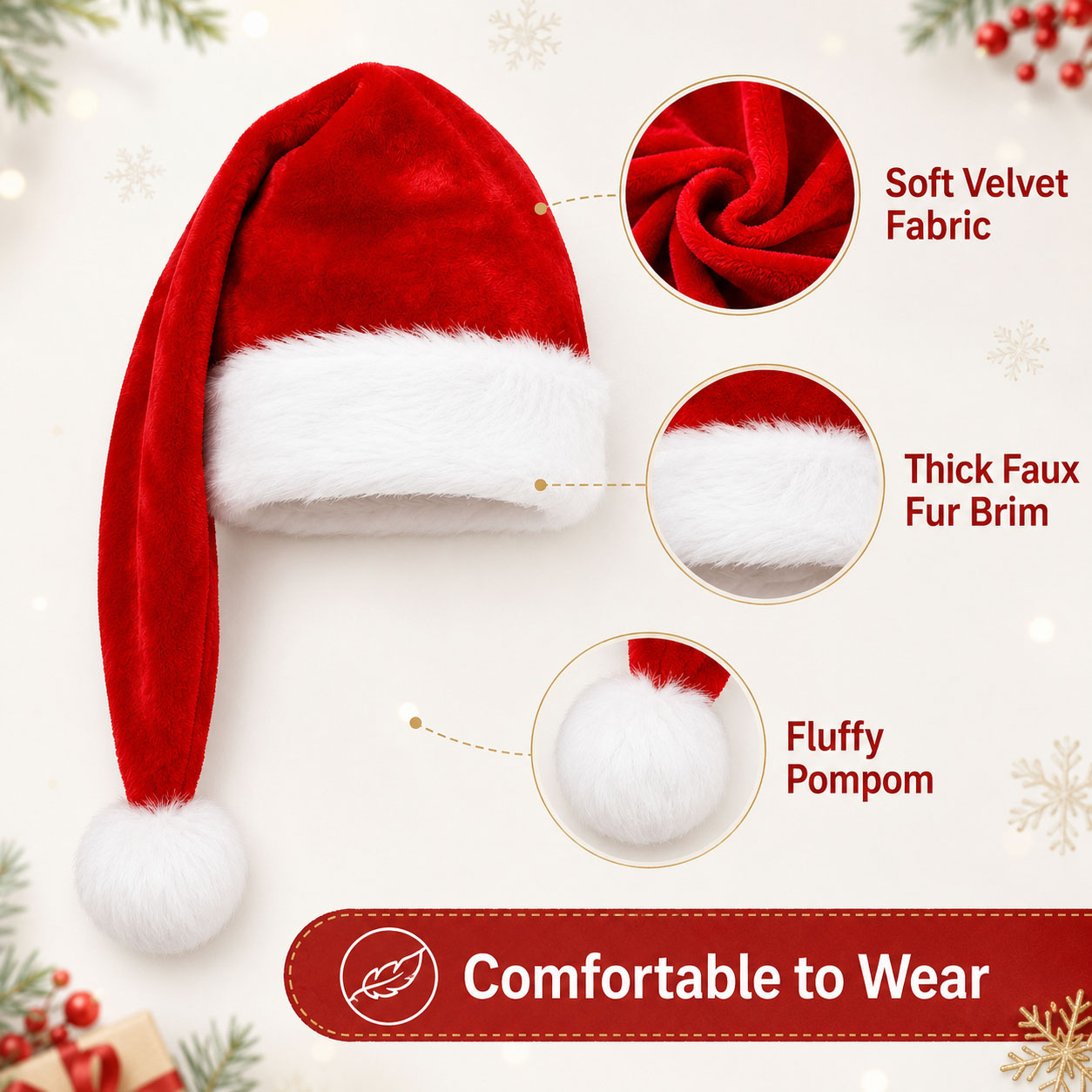 Fluffy Red Santa Hats Set with - đánh giá và giá Santa Hat Plush